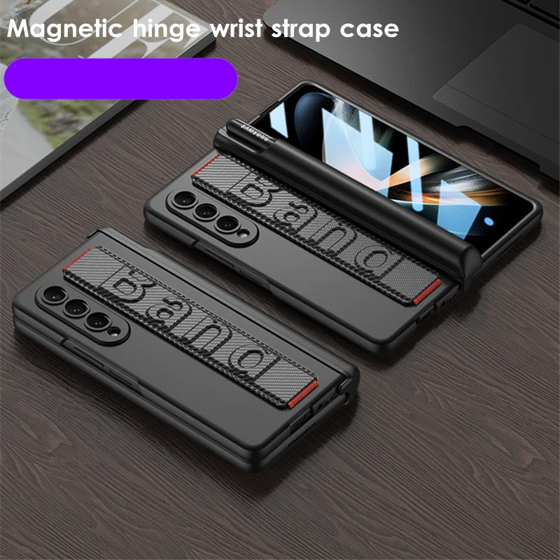 Galaxy Z Fold6 Wristband Magnetic Hinge Pen Holder Strap Case