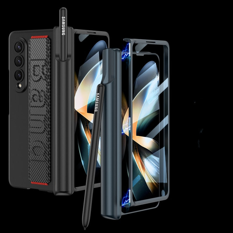 Galaxy Z Fold6 Wristband Magnetic Hinge Pen Holder Strap Case