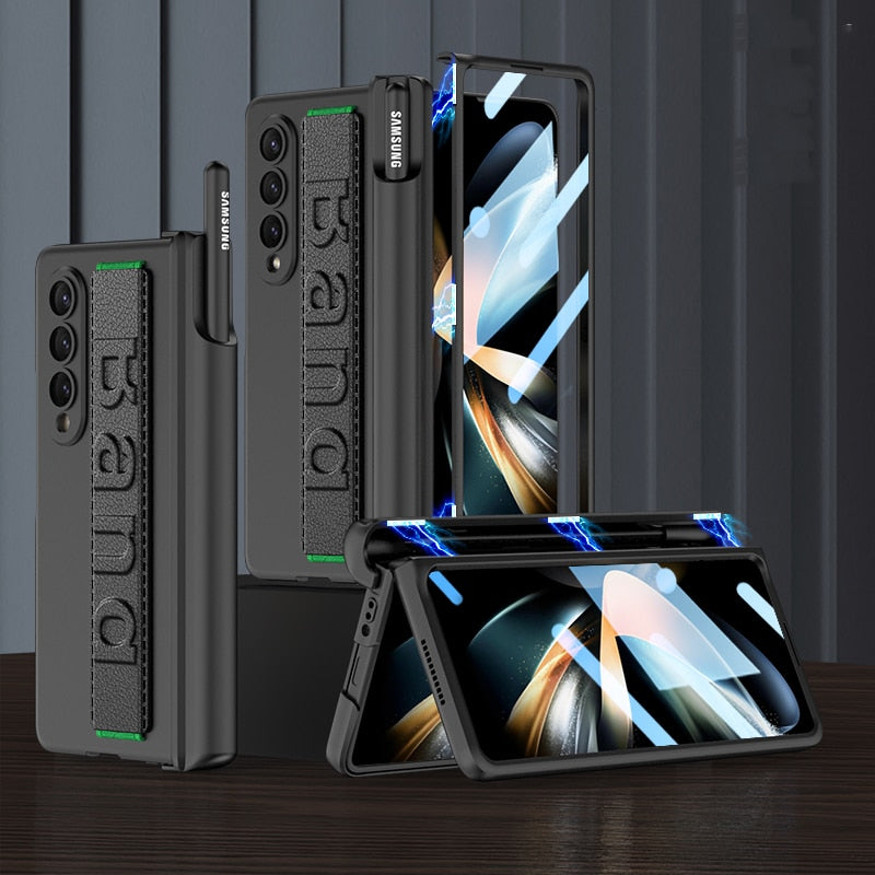 Galaxy Z Fold6 Wristband Magnetic Hinge Pen Holder Strap Case