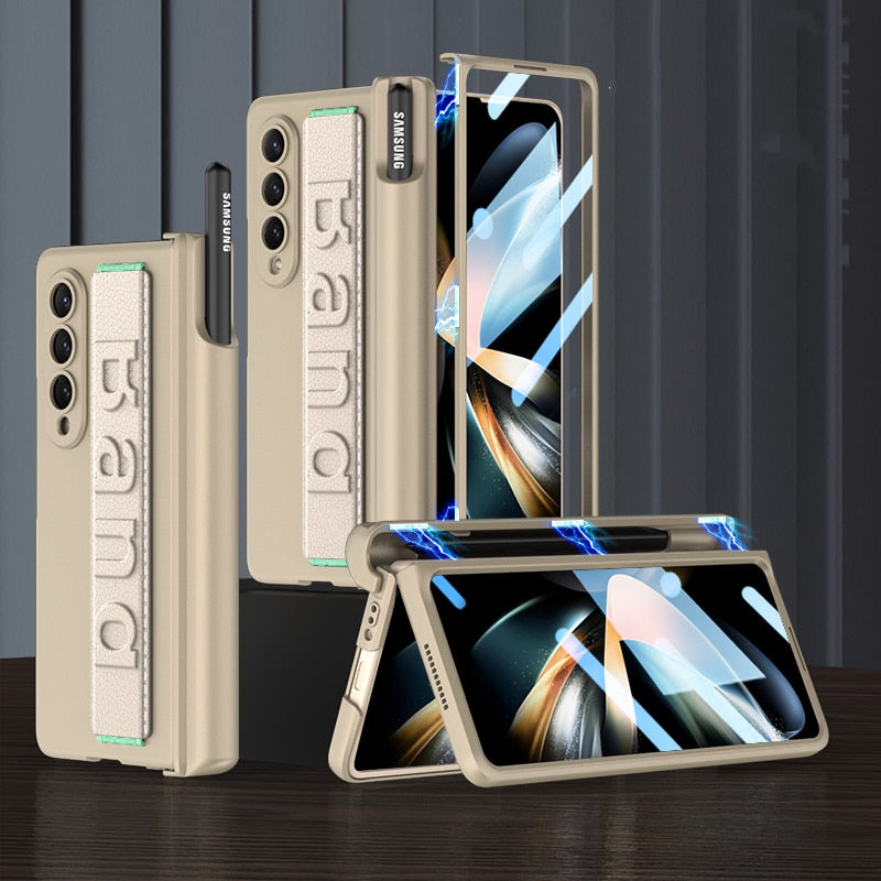 Galaxy Z Fold3 Wristband Magnetic Hinge Pen Holder Strap Case