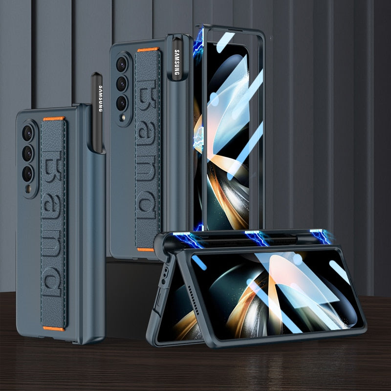 Galaxy Z Fold6 Wristband Magnetic Hinge Pen Holder Strap Case