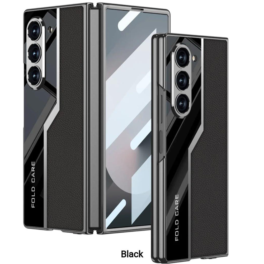 Galaxy Z Fold5 Thin Electroplated Leather Shockproof Blade Case