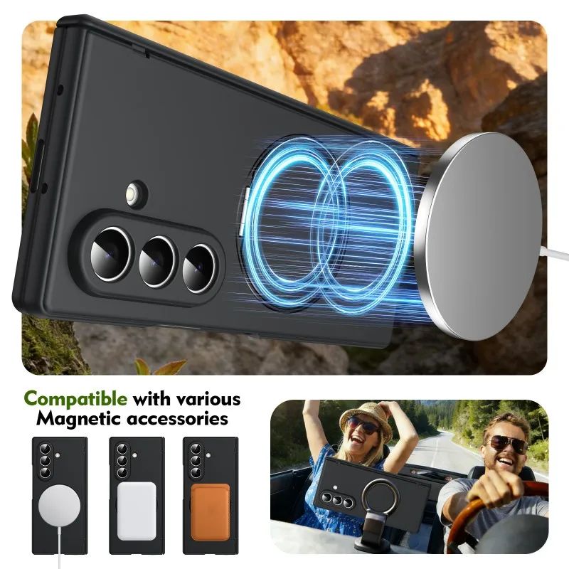 Galaxy Z Fold6 Premium Leather Case – Metal Kickstand | Slim & Stylish
