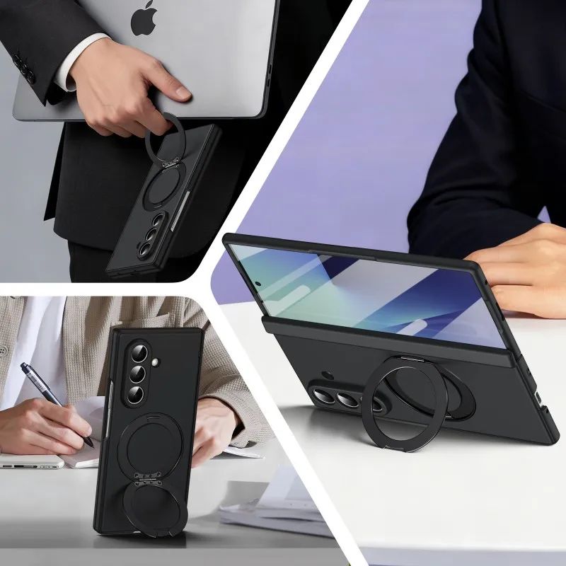 Galaxy Z Fold6 Premium Leather Case – Metal Kickstand | Slim & Stylish