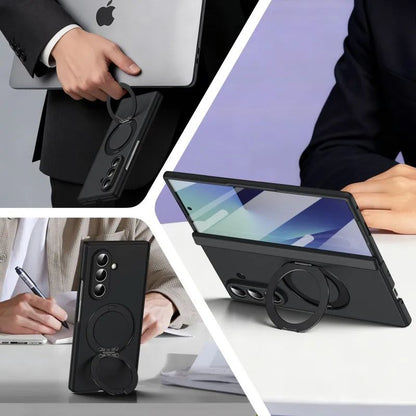 Galaxy Z Fold6 Premium Leather Case – Metal Kickstand | Slim & Stylish