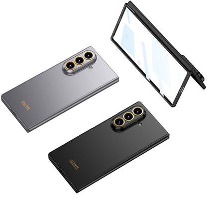 Galaxy Z Fold7 0.8mm Ultra-Slim Hard Rugged Case with Gold Ring Lens Protection & Front Glass Guard