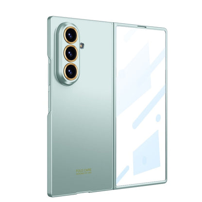 Galaxy Z Fold7 0.8mm Ultra-Slim Hard Rugged Case with Gold Ring Lens Protection & Front Glass Guard