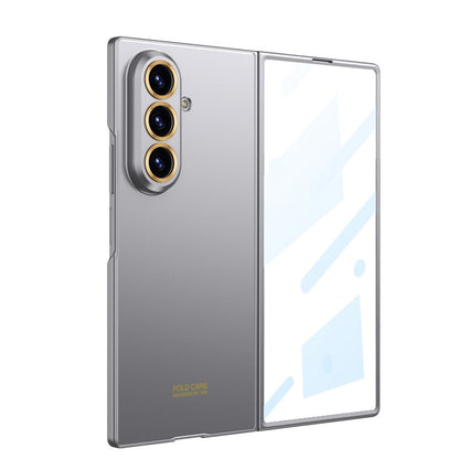 Galaxy Z Fold7 0.8mm Ultra-Slim Hard Rugged Case with Gold Ring Lens Protection & Front Glass Guard