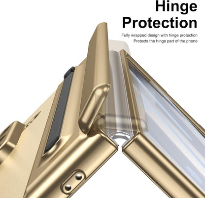 Galaxy Z Fold8 Premium Plating Leather Case with Stylus Holder & Tempered Glass Protection