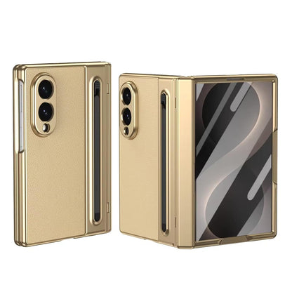 Galaxy Z Fold8 Premium Plating Leather Case with Stylus Holder & Tempered Glass Protection