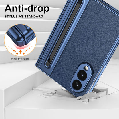 Galaxy Z Fold8 Premium Plating Leather Case with Stylus Holder & Tempered Glass Protection