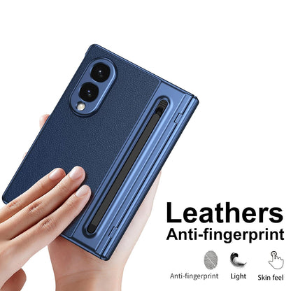 Galaxy Z Fold8 Premium Plating Leather Case with Stylus Holder & Tempered Glass Protection