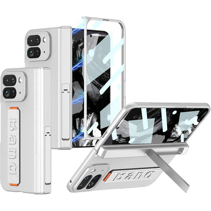 Google Pixel 9 Pro Fold 5G Case with Band Metal Kickstand, Hinge Protection & Built-in Screen Protector