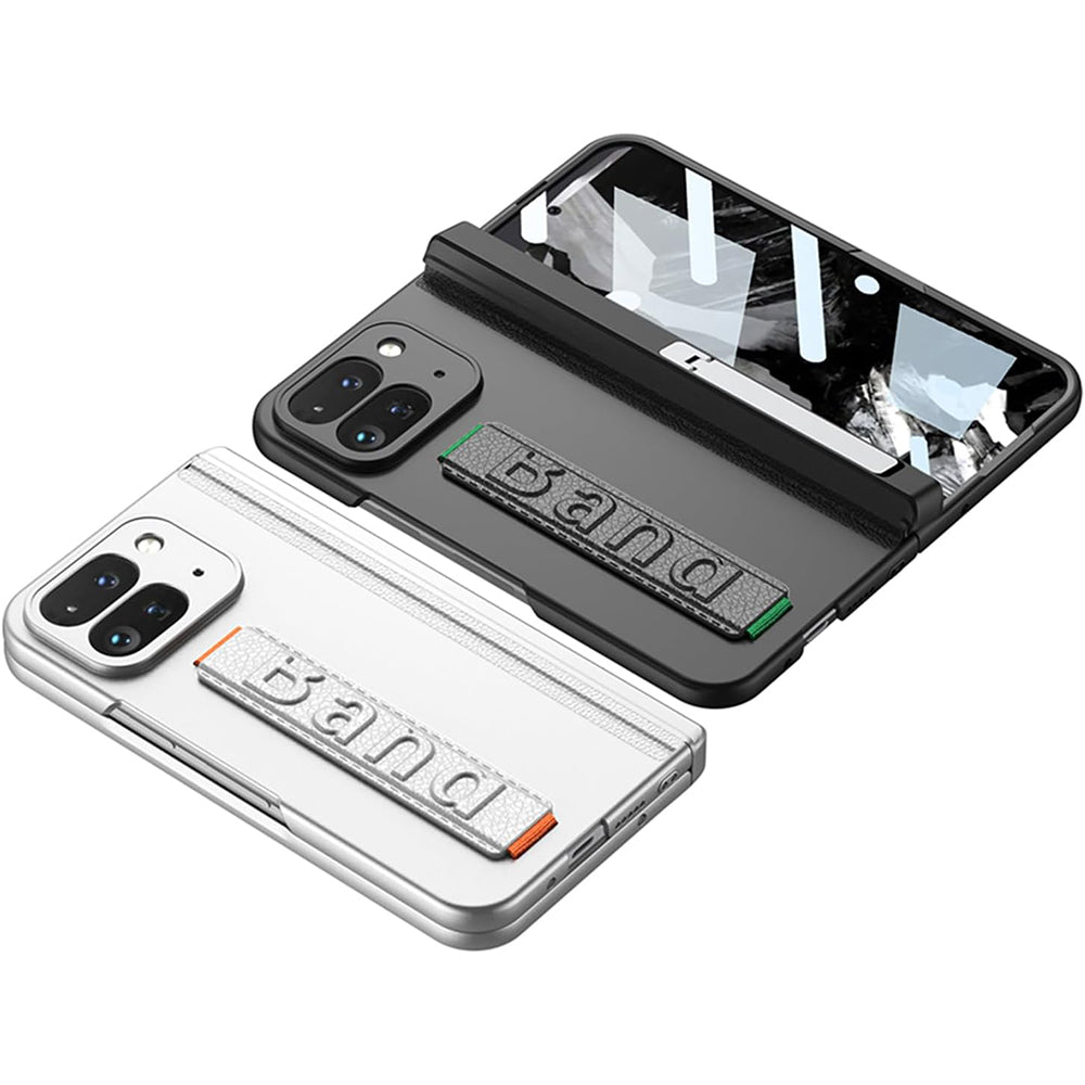 Google Pixel 9 Pro Fold 5G Case with Band Metal Kickstand, Hinge Protection & Built-in Screen Protector