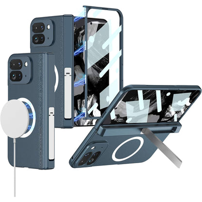 Google Pixel 9 Pro Fold Shockproof Case with Magnetic Hinge Protection & Kickstand – Wireless Charging Compatible