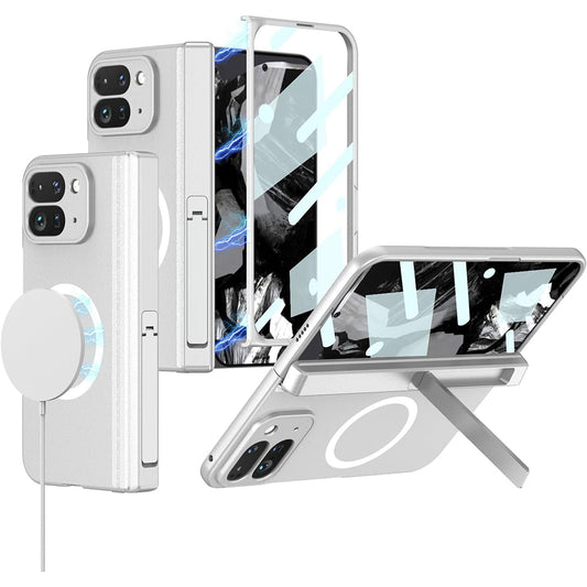 Google Pixel 9 Pro Fold Shockproof Case with Magnetic Hinge Protection & Kickstand – Wireless Charging Compatible