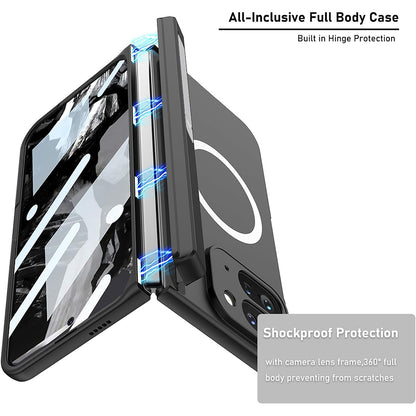Google Pixel 9 Pro Fold Shockproof Case with Magnetic Hinge Protection & Kickstand – Wireless Charging Compatible