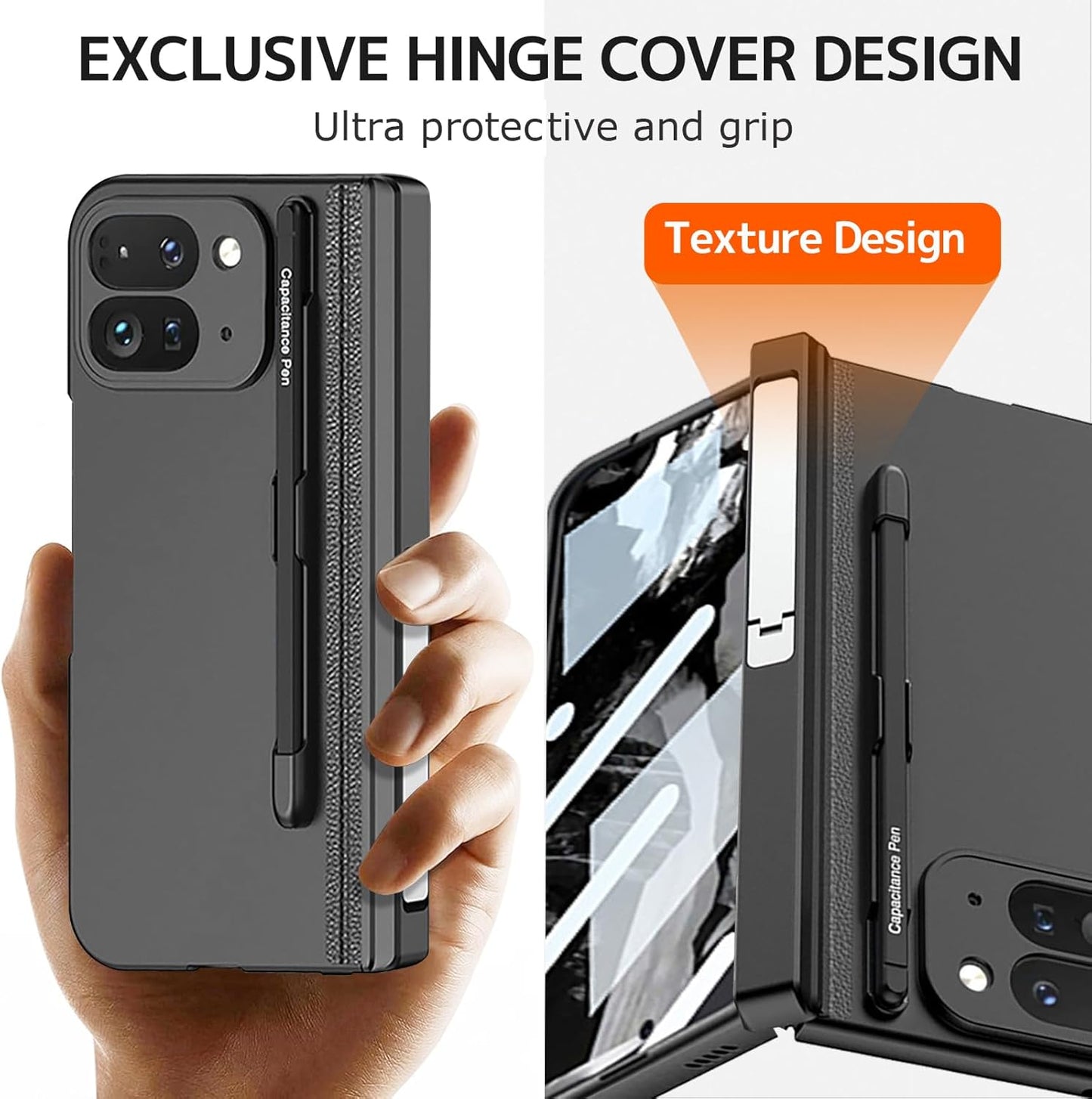 Google Pixel 9 Pro Fold Case with Stylus Pen Holder, S Pen Support, Kickstand & Built-in Screen Protector