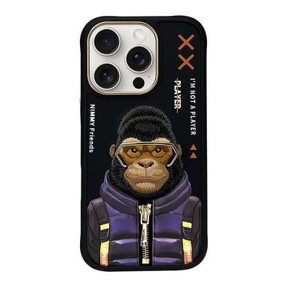 iPhone 16 Series Official Nimmy Gorilla Cool Embroidery Case- BLACK GORILLA