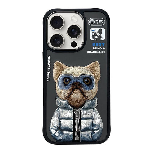 iPhone 15 Series Official Nimmy Rich Dog Cool Embroidery Case- Gray