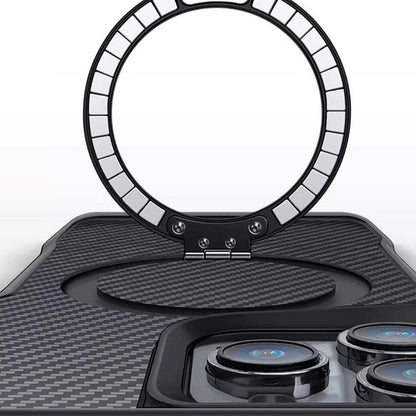 iPhone 17 Series Easy Grip Carbon Texture With Ring Case