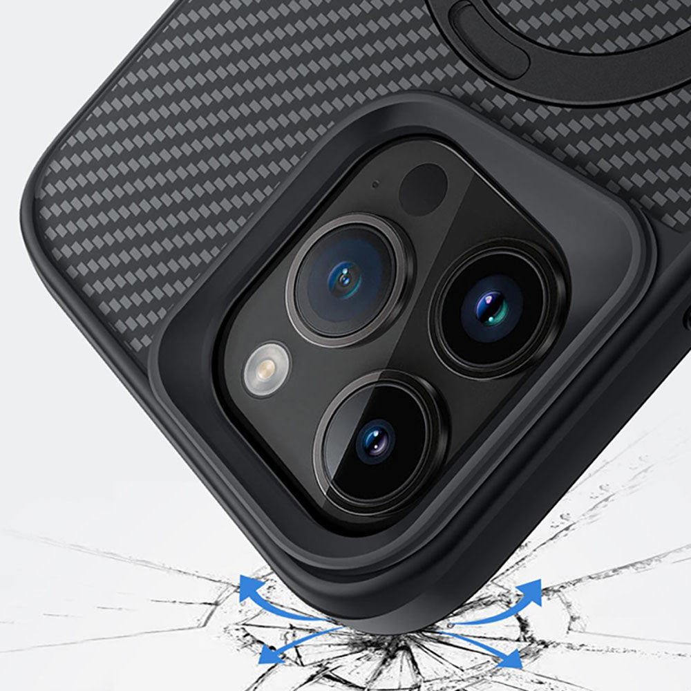 iPhone 16 Series Easy Grip Carbon Texture With Ring Case