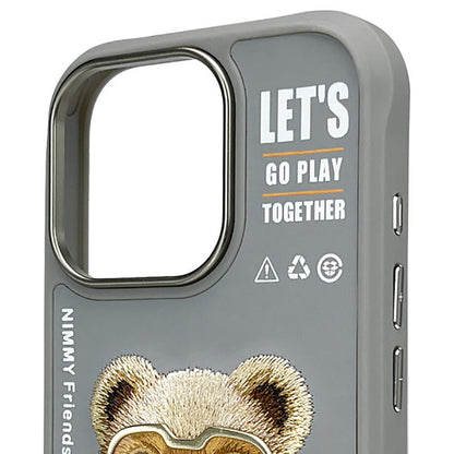 iPhone 16 Series Official Nimmy Cool & Handsome Cat Embroidery Jacket Case - Titanium Gray