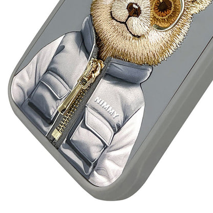 iPhone 16 Series Official Nimmy Cool & Handsome Cat Embroidery Jacket Case - Titanium Gray