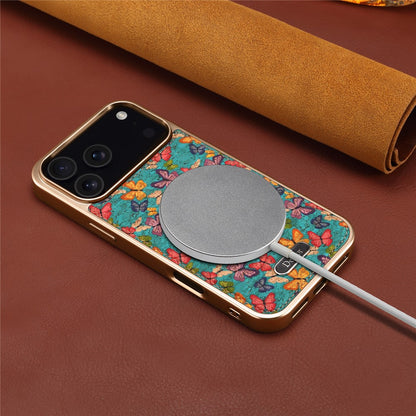 iPhone 17 Pro Max Compatible Flower Leather Butterfly Case