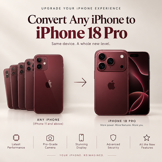 iPhone 13/14/15/16/17 Series to iPhone 18 Pro Converter with Side Bumper | Camera & Frame Upgrade Kit