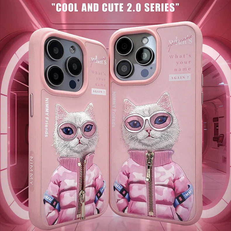 iPhone 15 Series Nimmy Official Embroidery Jacket Series Back Cover - Pink