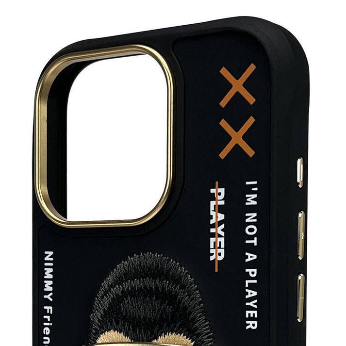 iPhone 16 Series Official Nimmy Gorilla Cool Embroidery Case- BLACK GORILLA