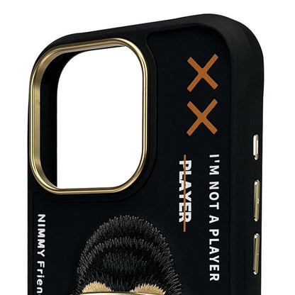 iPhone 16 Series Official Nimmy Gorilla Cool Embroidery Case- BLACK GORILLA