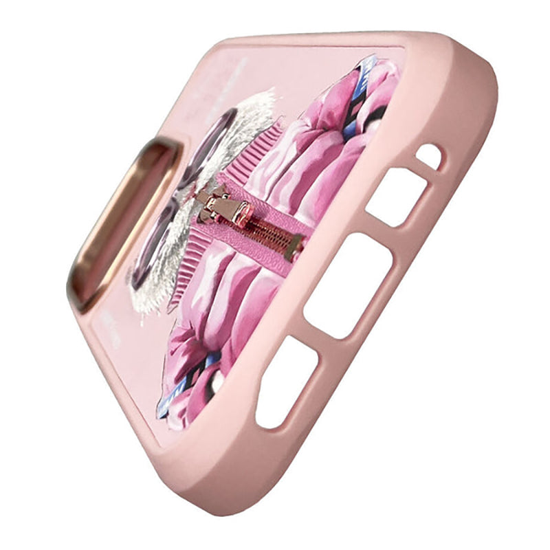 iPhone 16 Series Official Nimmy Rich & Pretty Cat Embroidery Case- Pink
