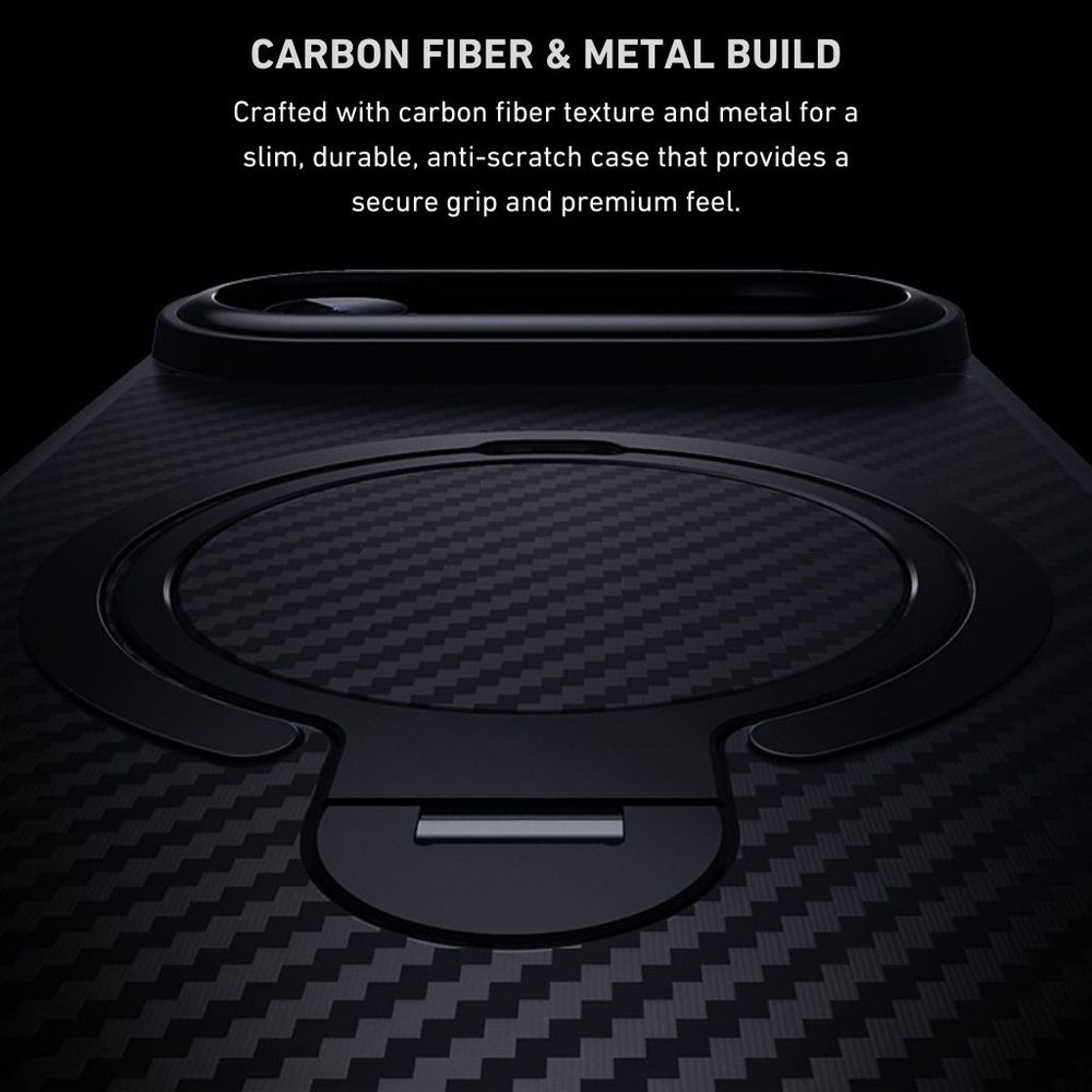 iPhone 17 Series Easy Grip Carbon Texture With Ring Case