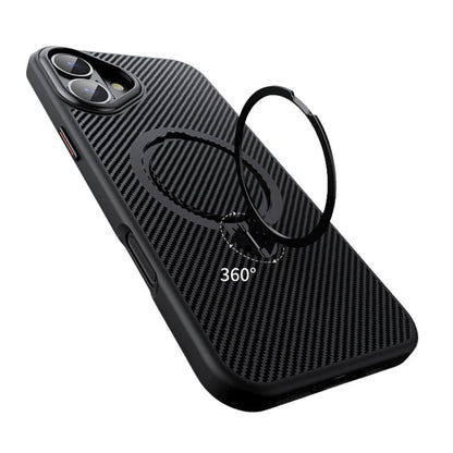 iPhone 17 Series Easy Grip Carbon Texture With Ring Case