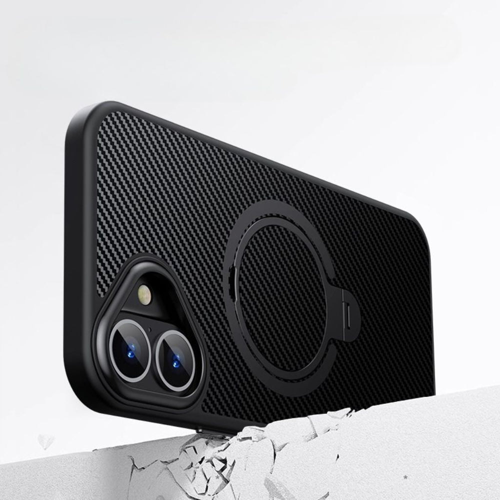 iPhone 17 Series Easy Grip Carbon Texture With Ring Case