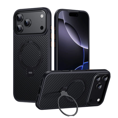 iPhone 17 Series Easy Grip Carbon Texture With Ring Case