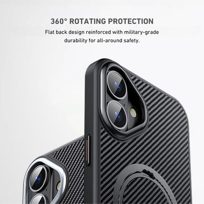 iPhone 17 Series Easy Grip Carbon Texture With Ring Case