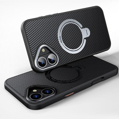 iPhone 17 Series Easy Grip Carbon Texture With Ring Case