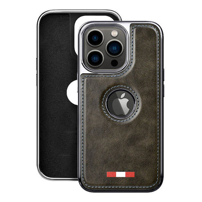 iPhone 14 Series Premium Quality Leather with Logo Open Case