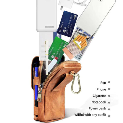 Luxurious Leather Pouch Belt Clip Holster Waist Double Layer Mobile Phone Bag