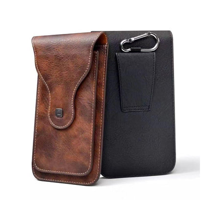 Luxurious Leather Pouch Belt Clip Holster Waist Double Layer Mobile Phone Bag