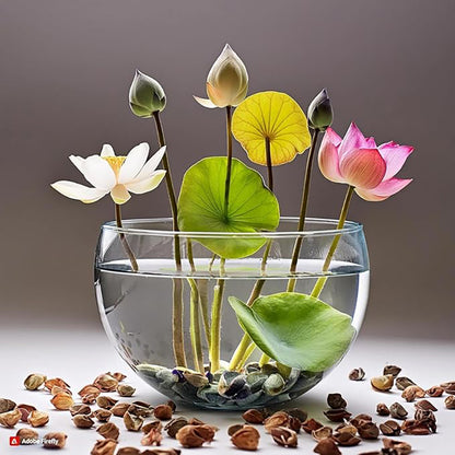Natural Lotus Bonsai Seeds Grow in Any Season Mix Color (With instruction how to plant)