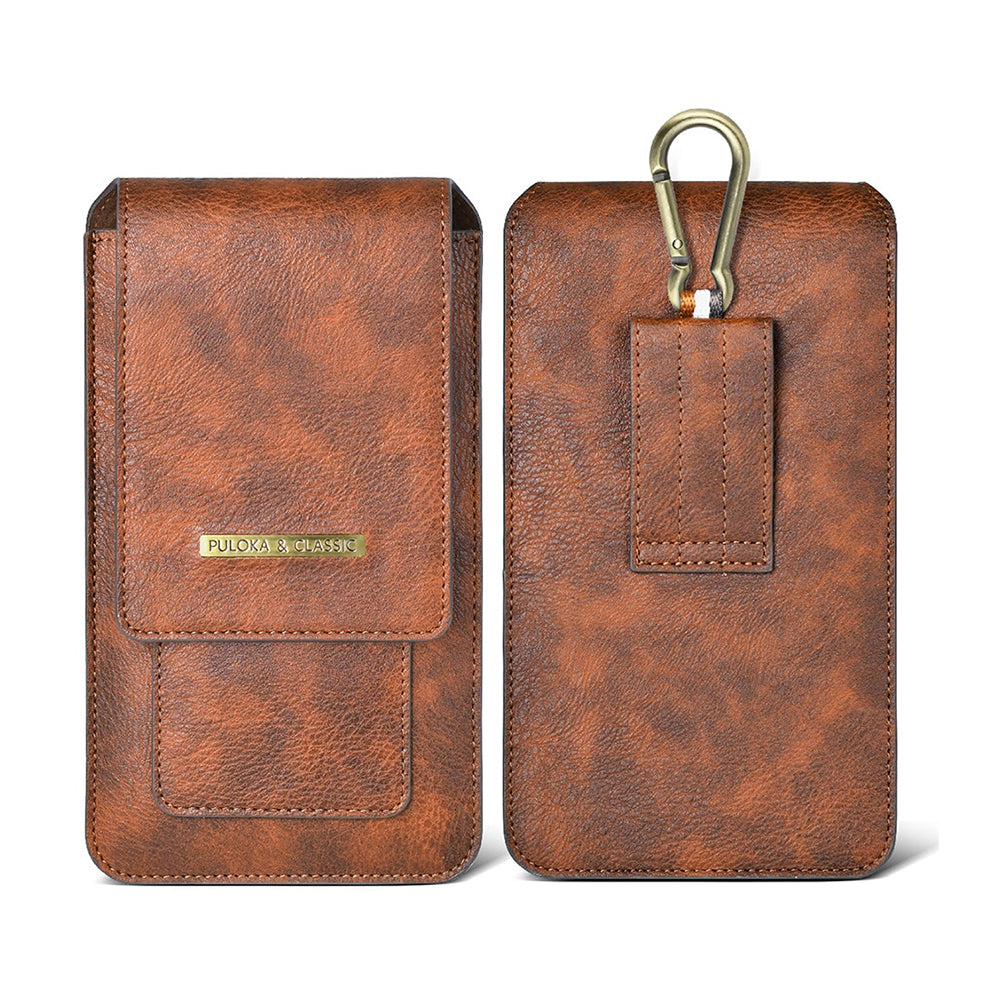 Luxurious Leather Pouch Belt Clip Holster Waist Double Layer Mobile Phone Bag