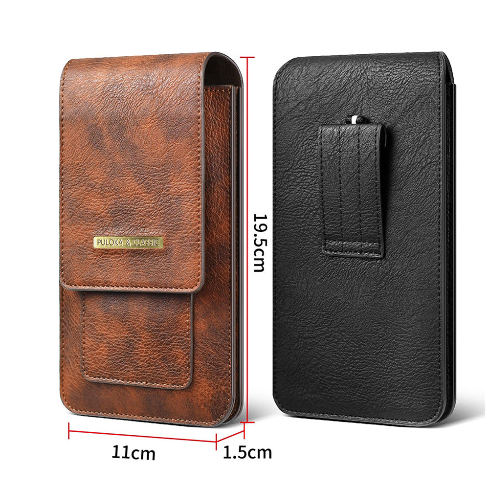 Luxurious Leather Pouch Belt Clip Holster Waist Double Layer Mobile Phone Bag