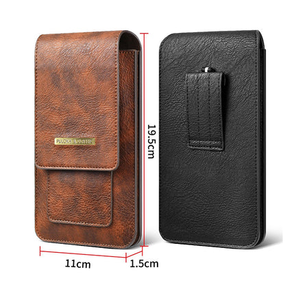 Luxurious Leather Pouch Belt Clip Holster Waist Double Layer Mobile Phone Bag