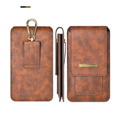 Luxurious Leather Pouch Belt Clip Holster Waist Double Layer Mobile Phone Bag
