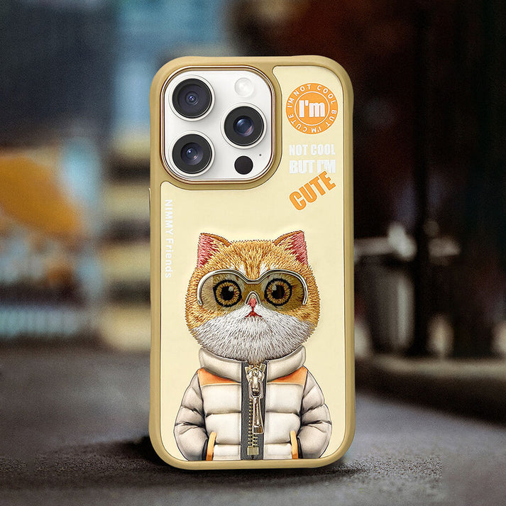 iPhone 16 Series Official Nimmy Cool & Handsome Cat Embroidery Case