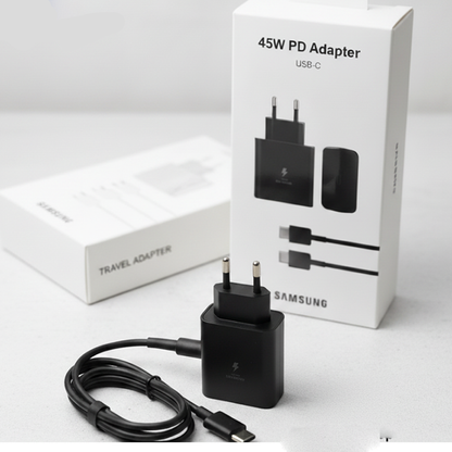 Samsung 45W Super Fast Charger with USB Type-C to Type-C Cable – Luxury Adaptive Power Delivery